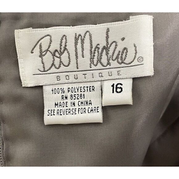 Bob Mackie Gray Beaded Evening Gown Long Sleeve Formal Mother of Bride Dress 16 - Picture 5 of 5